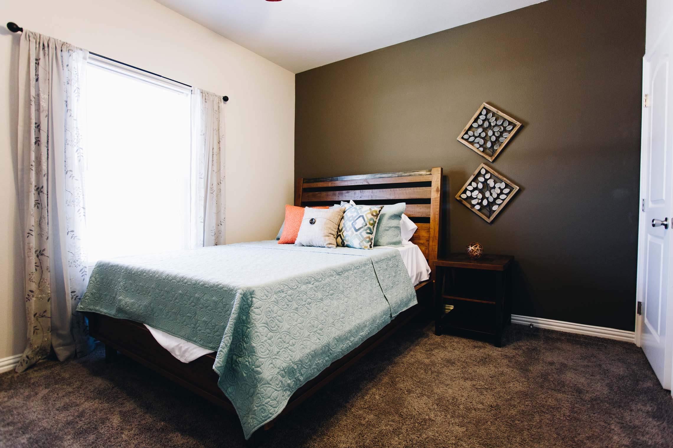 a picture of the bedroom in the boulder townhome from a different angle